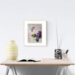 Handmade Lilac Quilling Art 3D Floral Dragonfly Wall Decor - thumbnail 1