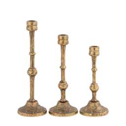 Taper Candle Holders Set Of 3 Antique Brass - Handmade Aluminum Centerpiece For Decorating & Gifting - thumbnail 2