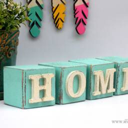 Wood Block Letters Home, Wooden Block Letters Vintage Country Rustic Painted - thumbnail 3