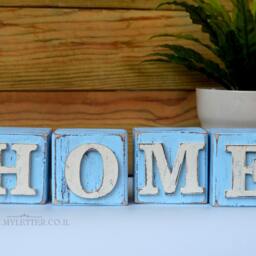 Wood Block Letters Home, Wooden Block Letters Vintage Country Rustic Painted - thumbnail 2