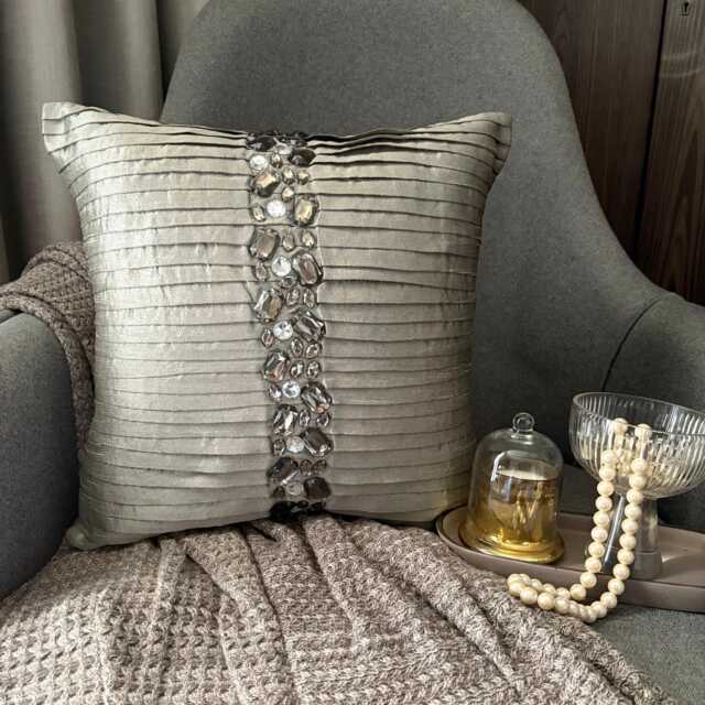 "Decorative Pintuck, Textured Silver Bed Pillow Cover 24""x24""/26""x26" - image 1