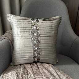 "Decorative Pintuck, Textured Silver Bed Pillow Cover 24""x24""/26""x26" - thumbnail 2