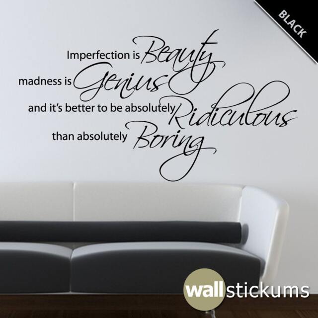 Wall Decal Quote Vinyl Imperfection Is Beauty 2 Living Room Bedroom Decor - Wd0176 - image 1