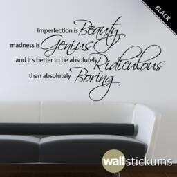 Wall Decal Quote Vinyl Imperfection Is Beauty 2 Living Room Bedroom Decor - Wd0176 - thumbnail 1