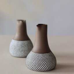 Handcrafted Ceramic Vase - White Glazed Pit Details Baltic Inspired Clay By Dace Virsniece - thumbnail 2