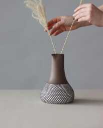 Handcrafted Ceramic Vase - White Glazed Pit Details Baltic Inspired Clay By Dace Virsniece - thumbnail 1