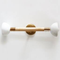 White & Gold Double Vertical Wall Fixture Light Powder Room Sconce Vanity Maple Brass Lamp Dinig - thumbnail 2