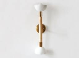 White & Gold Double Vertical Wall Fixture Light Powder Room Sconce Vanity Maple Brass Lamp Dinig