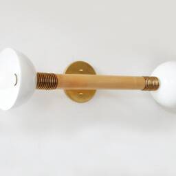 White & Gold Double Vertical Wall Fixture Light Powder Room Sconce Vanity Maple Brass Lamp Dinig - thumbnail 4
