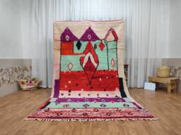 Handmade Wool Boujad Rug, Abstract Multicolored Berber Carpet - 5.31 X 9.02 Ft - thumbnail 1