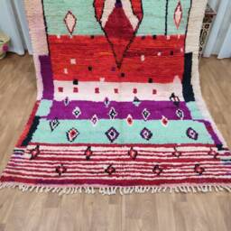 Handmade Wool Boujad Rug, Abstract Multicolored Berber Carpet - 5.31 X 9.02 Ft - thumbnail 3