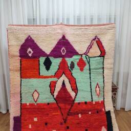 Handmade Wool Boujad Rug, Abstract Multicolored Berber Carpet - 5.31 X 9.02 Ft - thumbnail 2