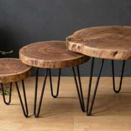 Wood Slice Side Table, Live Edge Walnut End Table + Hairpin Legs, Living Room Furniture - thumbnail 3
