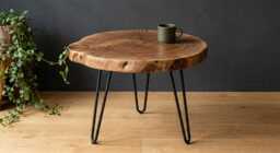 Wood Slice Side Table, Live Edge Walnut End Table + Hairpin Legs, Living Room Furniture