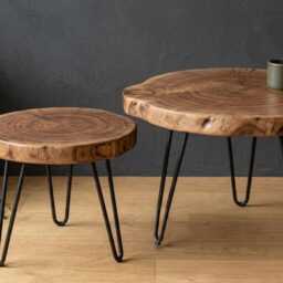 Wood Slice Side Table, Live Edge Walnut End Table + Hairpin Legs, Living Room Furniture - thumbnail 4