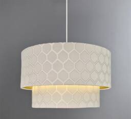 New Luxury High Quality Two Tier Beige Geometric Silk Lamp Shades Pendant Shade With Golden Lining