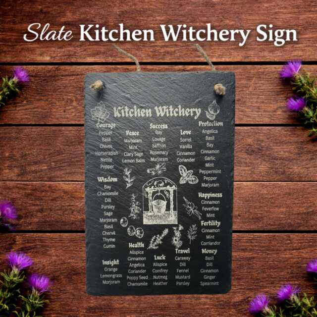 Slate Kitchen Witchery Sign, Herb Guide, Witchy Gift, Decor, Rustic Home D??cor - image 1