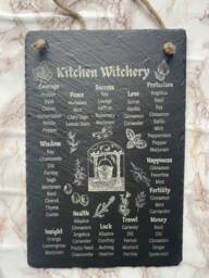 Slate Kitchen Witchery Sign, Herb Guide, Witchy Gift, Decor, Rustic Home D??cor - thumbnail 3
