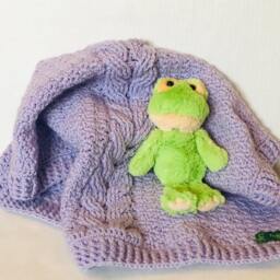 Lavender Purple Cabled Baby Blanket - thumbnail 2