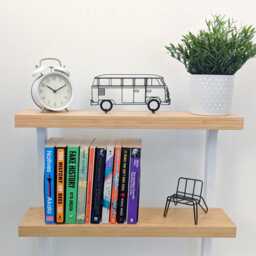 Retro Campervan Wall Art - 3D Printed Line Sculpture Boho Home Decor Plastic Van Ornament Travel Gift Idea Black Display Piece - thumbnail 2