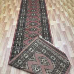2.6x12 Pink Color Bokhara Rug - Runner Hallway Luxury Bukhara Fine Quality Woolen Afghan - thumbnail 4