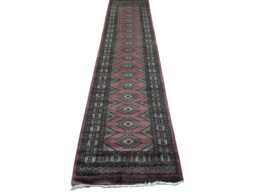 2.6x12 Pink Color Bokhara Rug - Runner Hallway Luxury Bukhara Fine Quality Woolen Afghan - thumbnail 1
