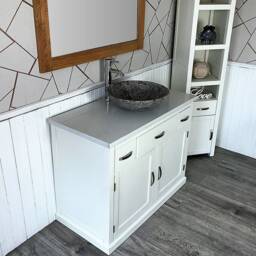 Bathroom Vanity Unit Painted White - Quartz Top Marble Basin Choice 1161Pwqsbc - thumbnail 3