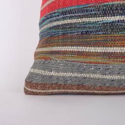 Vintage Turkish Kilim Pillow Cover 16'' Handwoven Wool Throw - thumbnail 2