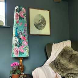 Peacock Floral Velvet Cone Lampshade, Extra Tall Lampshade - thumbnail 3