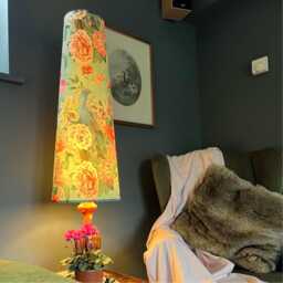 Peacock Floral Velvet Cone Lampshade, Extra Tall Lampshade - thumbnail 2