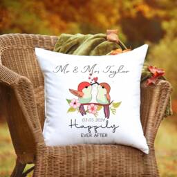 Personalised Wedding Gift Pillow - Mr & Mrs Cushion, Anniversary For Couple, Happily Ever After - thumbnail 4