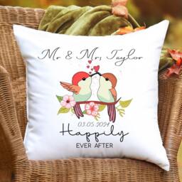 Personalised Wedding Gift Pillow - Mr & Mrs Cushion, Anniversary For Couple, Happily Ever After - thumbnail 2