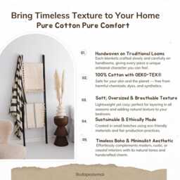 Soft Warm Tassel Throw Blanket, Organic Cotton Bedspread Queen King, Sofa Couch Blanket - thumbnail 3