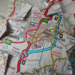 Crawley, England Origami Map Ornament, Home Decor, Wall Art, Road Map, Vacation, Christmas, Holiday, Wedding, Graduation, Moving, Gift - thumbnail 3