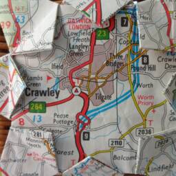 Crawley, England Origami Map Ornament, Home Decor, Wall Art, Road Map, Vacation, Christmas, Holiday, Wedding, Graduation, Moving, Gift - thumbnail 2