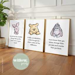 Set Of 3 Winnie The Pooh Personalised Name Print - Nursery Nursery Print Quote Baby - thumbnail 3