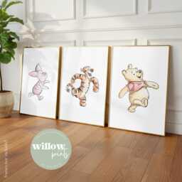 Set Of 3 Winnie The Pooh Personalised Name Print - Nursery Nursery Print Quote Baby - thumbnail 2