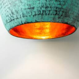 Scandinavian Copper Pendant Light - Verdigris Kitchen Island Hanging Lamp, Green Patina - thumbnail 3