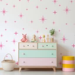 Retro Starburst Vinyl Wall Decals, Star Decal, Mid Century Modern Decor, Stars Stickers, Skustarmid - thumbnail 2