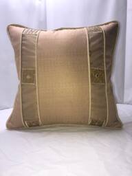 Biege Pillow With Designed Bamboo Squares Mounted in Sheer Fabric
