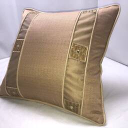 Biege Pillow With Designed Bamboo Squares Mounted in Sheer Fabric - thumbnail 2