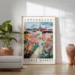 Copenhagen Flower Market Poster Danish Floral Wall Art - thumbnail 2