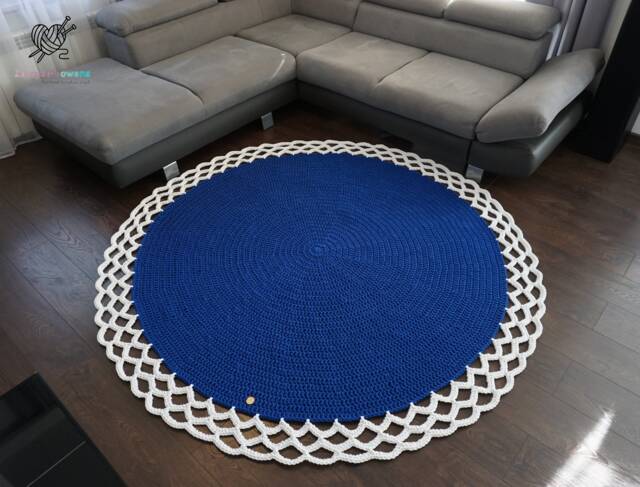 Handmade Round Crochet Rug Cotton Lace Rug, Personalized Baby Play Mat - image 1