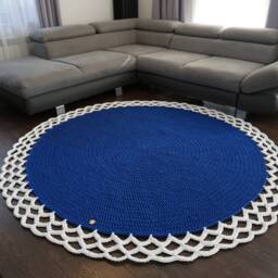 Handmade Round Crochet Rug Cotton Lace Rug, Personalized Baby Play Mat - thumbnail 2