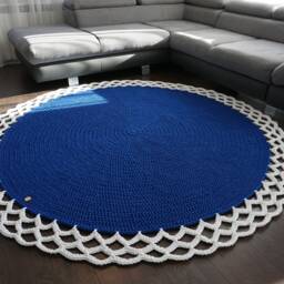 Handmade Round Crochet Rug Cotton Lace Rug, Personalized Baby Play Mat - thumbnail 3