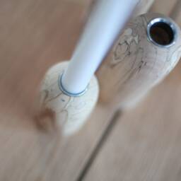 Rustic Wooden Candlestick Set Scandinavian Home Decor, Taper Candle Holder - thumbnail 3