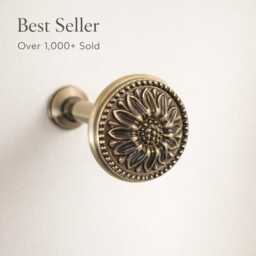 Antique Brass Gold Flower Metal Curtain Holdbacks - 120mm Tiebacks, Pullbacks, Pulls, Drapery Holders, Ties, Farmhouse Decor - thumbnail 2