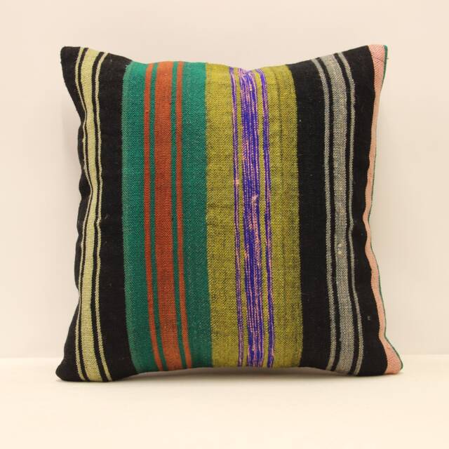 Throw Pillow 16x16 in 40x40 cm Turkish Cover Home Living Design Boho Vintage Rustic Kilim Covers Old Cushion 4Kf-524 - image 1