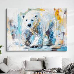 Polar Bear Abstract Oil Painting Framed Print & Canvas Large Sizes Wall Art Poster Animal Home Decor Interior Gift Idea - thumbnail 1
