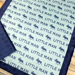 Minky Baby Blanket - Boy Blanket- Little Man Moose